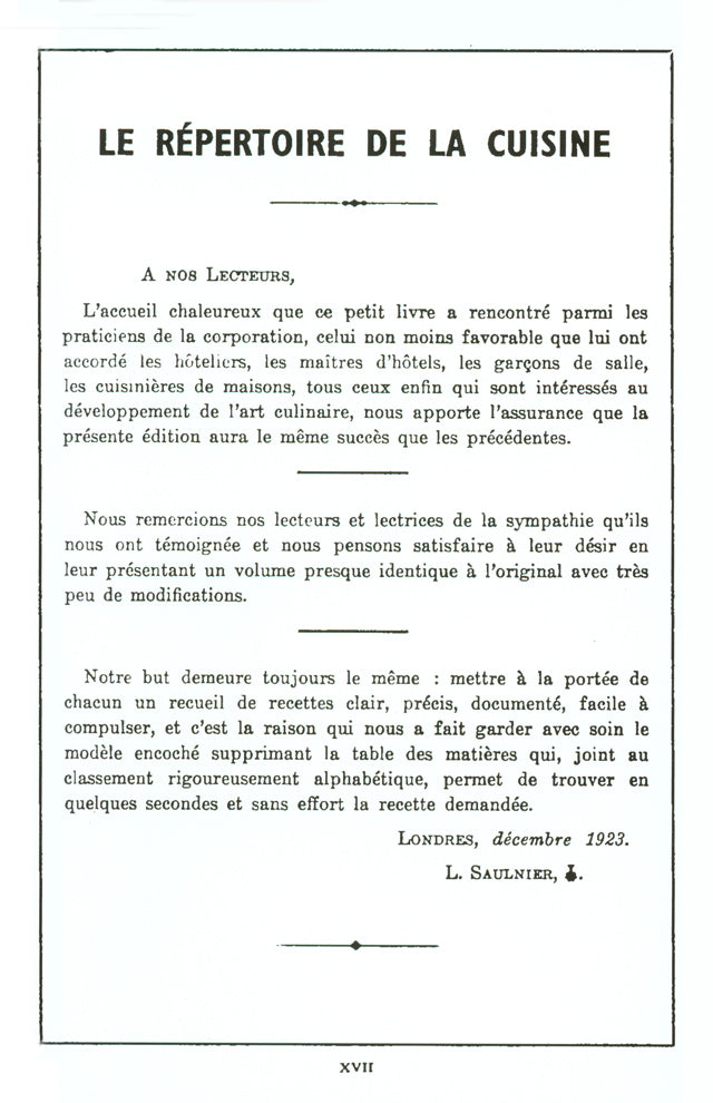 LE REPERTOIRE DE LA CUISINE (フランス)　絶版